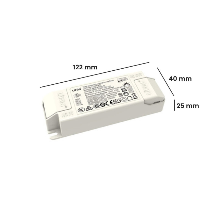 Driver Hasta 14W Lifud Regulable Triac 25-42V DC 200-350mA IP20