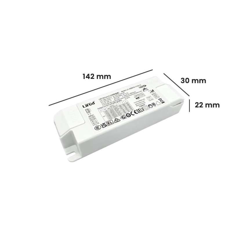 Driver Hasta 13W Lifud Regulable Dali2/Push 9-42V DC 250-400mA IP20
