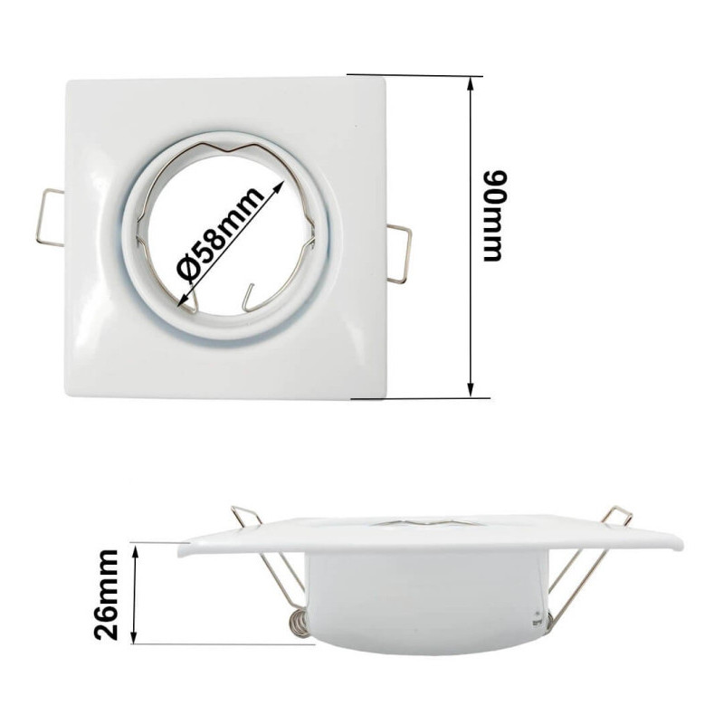 Aro Cuadrado Blanco Orientable para dicroica LED GU10 MR16
