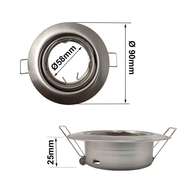 Aro Redondo Niquel Satinado Slim Orientable para dicroica LED GU10 MR16