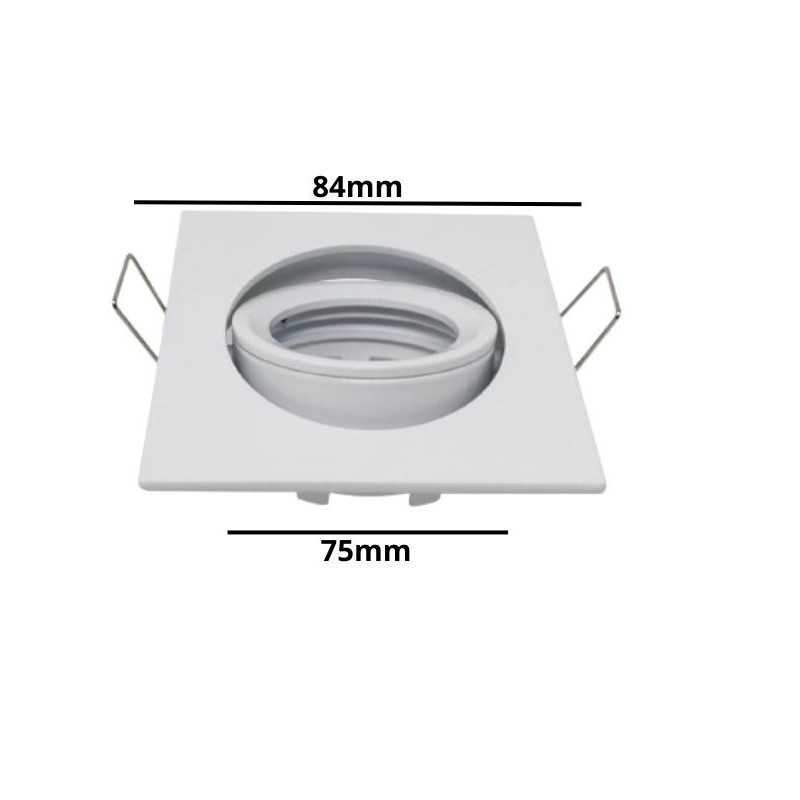 Aro cuadrado Blanco Orientable Aluminio para dicroica LED GU10 MR16