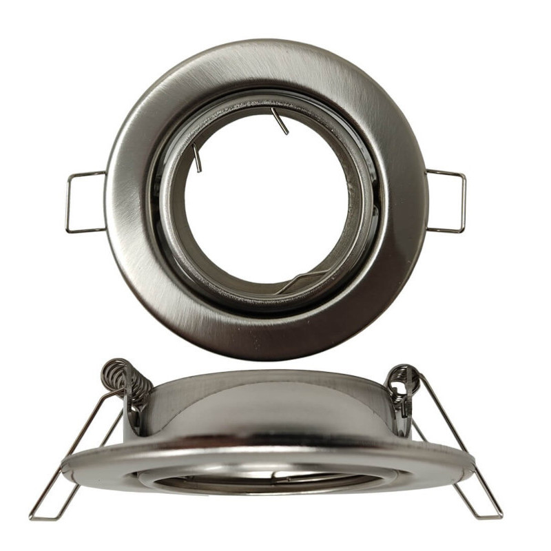 Aro Redondo acabado Niquel satinado Orientable para dicroica LED GU10 MR16