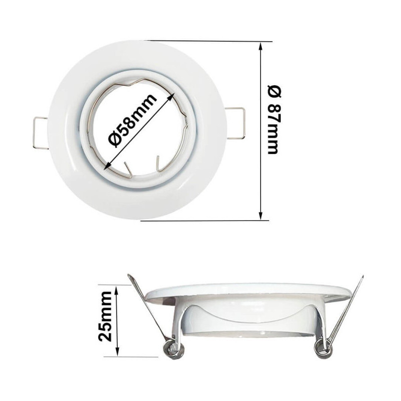 Aro Redondo Blanco Orientable para dicroica LED GU10 MR16