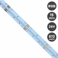 Tira LED COB 24V RGB 15W/M- 672 LED/m IP20- 3 AÑOS DE GARANTIA
