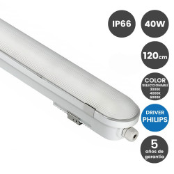 Pantalla Estanca LED 40W 120CM Driver Philips Xitanium 3CCT IP66