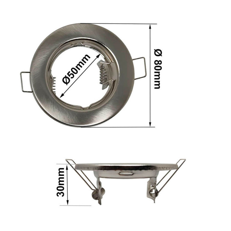 Aro Redondo Niquel Satinado Fijo para dicroica LED GU10 MR16