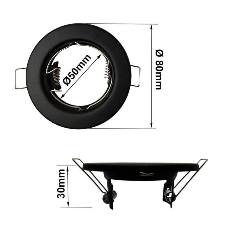 Aro Redondo Negro Fijo para dicroica LED GU10 MR16