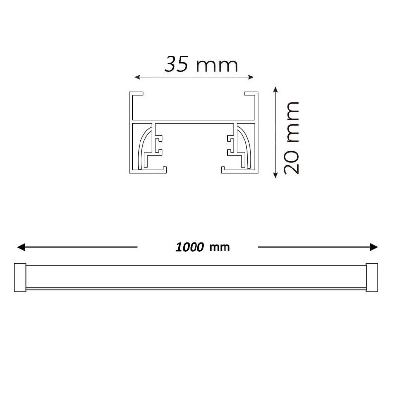Carril Monofásico 1 metro REFORZADO para Focos LED