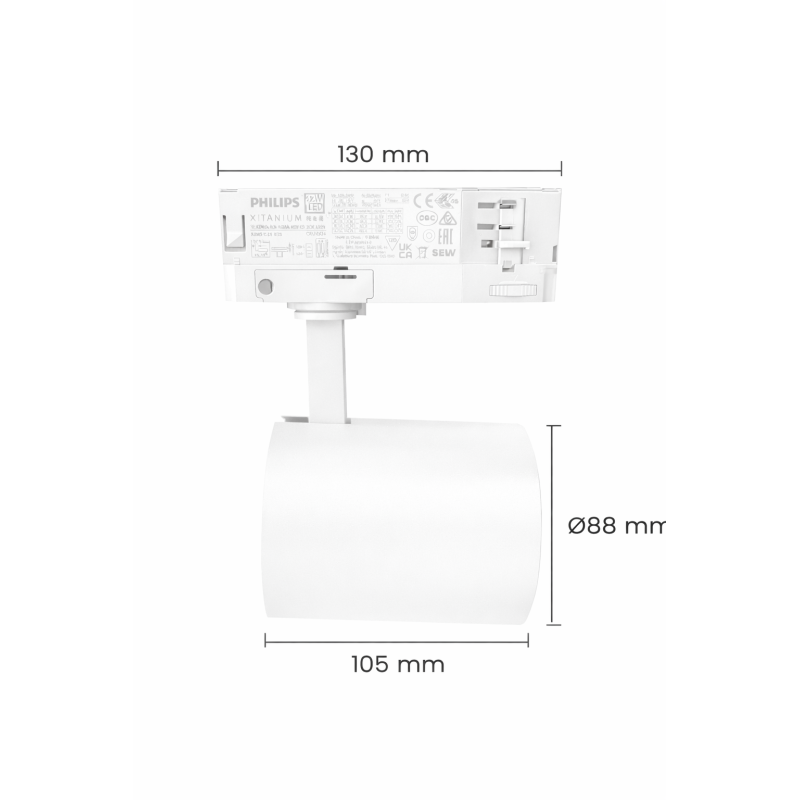 Foco LED Potencia Seleccionable 40W-38W-36W-34W y color seleccionable Blanco Carril Trifasico CRI+92 UGR13 170Lm/W