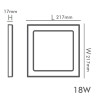 Downlight o Plafón LED Cuadrado NEGRO 18W Corte ajustable y Color Seleccionable