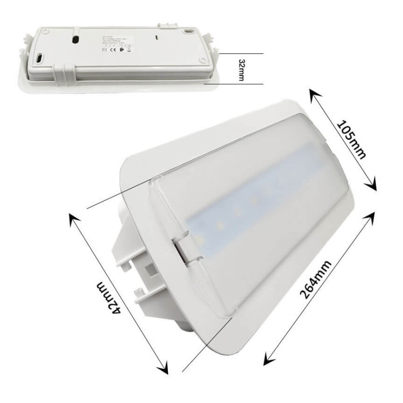 LED Emergencia LED 4W + Auto-Test + Kit Techo - IP20