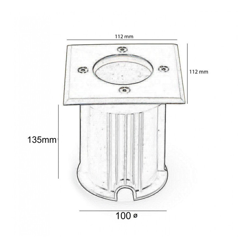 Carcasa empotrable suelo en acero IP65 para casquillo GU10 - MR16
