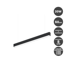 Lámpara lineal Colgante o Superficie LED 20W Interconexión lineal Color Seleccionable 60cm
