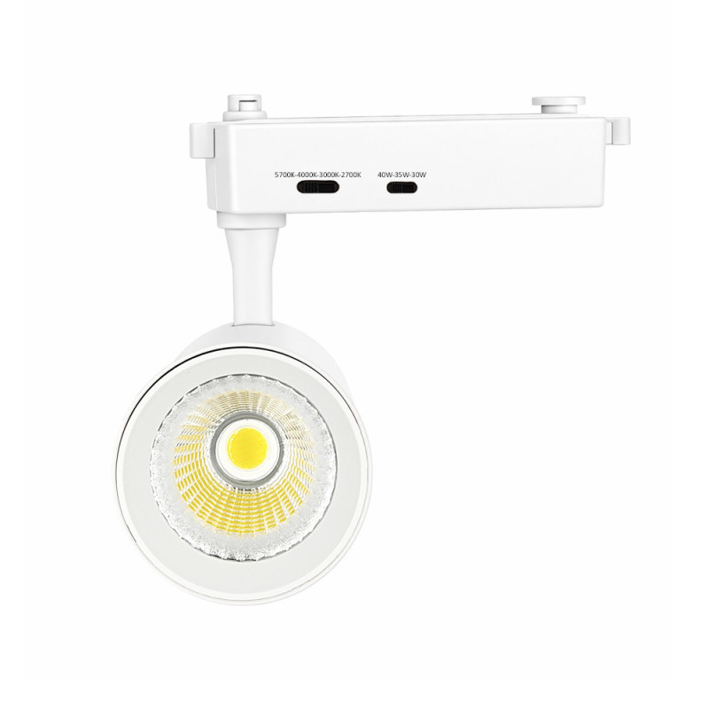 Foco LED 30W-40W Blanco Chip Bridgelux Carril Monofásico Color Seleccionable
