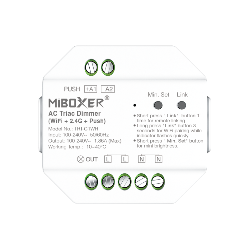 Regulador LED inteligente Smart Wifi AC Triac (WiFi+2.4G+Push)