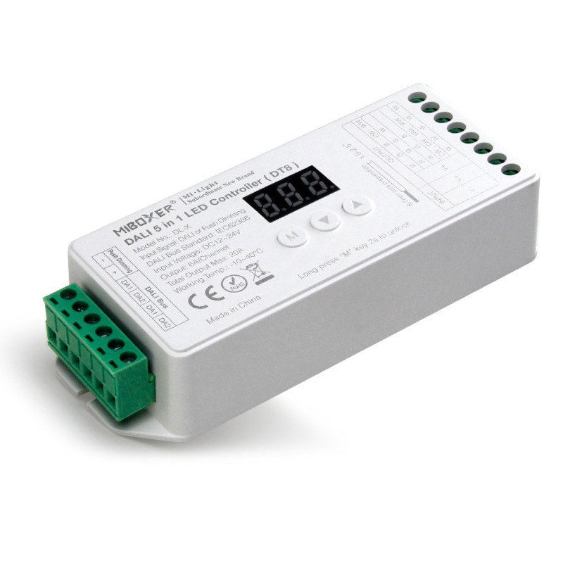 Controlador Regulador LED DL-X DALI 5 en 1 DT8 para tira Monocolor/CCT/RGB/RGBW/RGB+CCT 12/24V DC