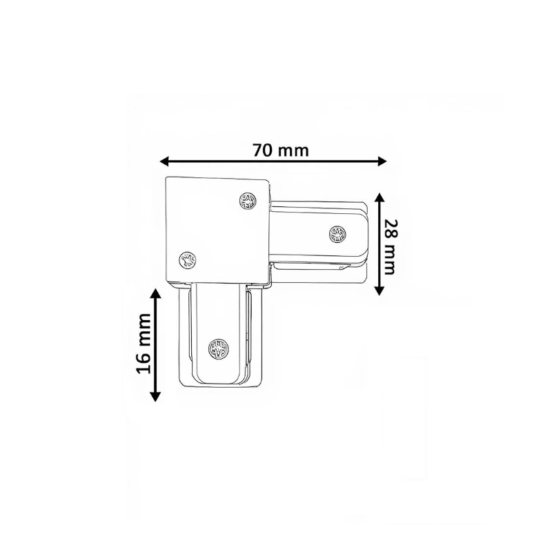 Conector tipo L  para Carril Monofásico REFORZADO