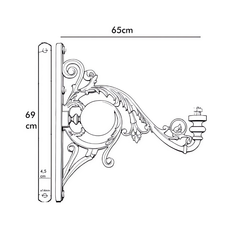 Soporte para Farola Aluminio 65cm