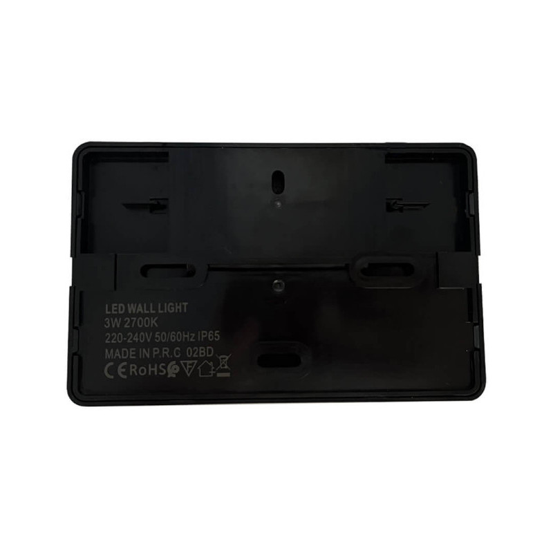 Baliza LED Slim 3W Rectangular Negro Superficie IP65
