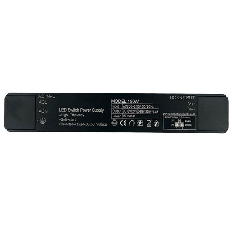 Fuente de Alimentación Slim 150W Salida Seleccionable 12V/24VDC IP42 6,3A