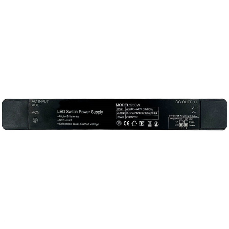 Fuente de Alimentación Slim 250W Salida Seleccionable 12V/24VDC IP42 10A