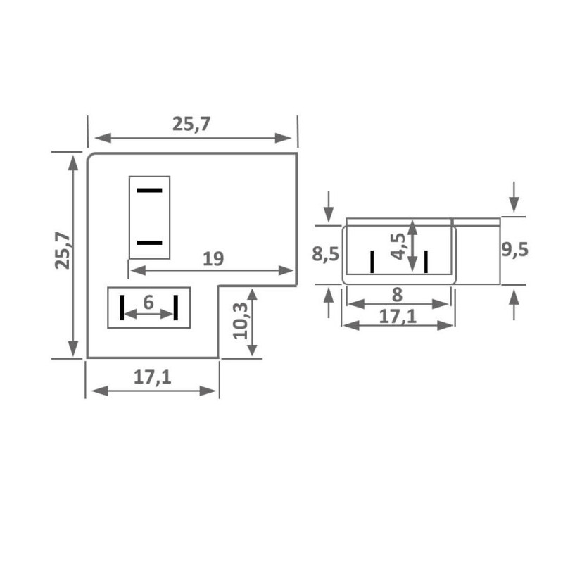 Pack 2 unidades Conector Transparente Para Unión L Tiras LED COB y SMD 8 mm y 10mm IP65