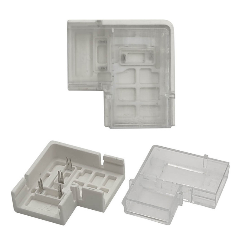 Pack 2 unidades Conector Transparente Para Unión L Tiras LED COB y SMD 8 mm y 10mm IP65