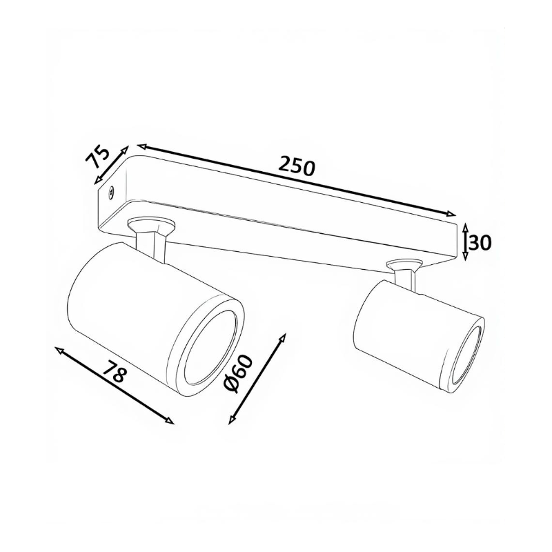 Aplique doble de techo orientable negro para GU10 • Ledytec