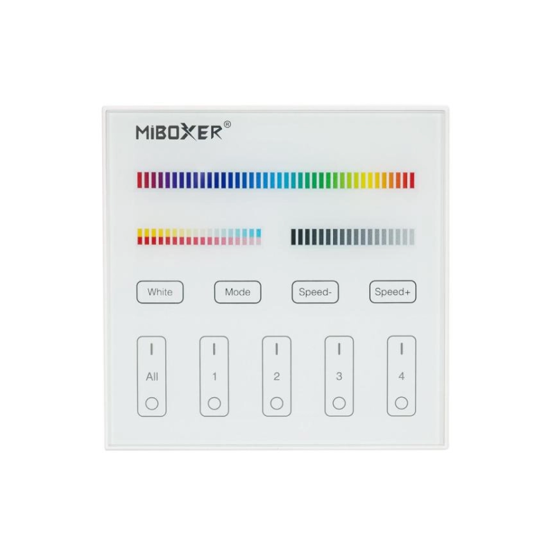 Panel de control táctil RF para pared LED RGB + CCT - 4 Zonas