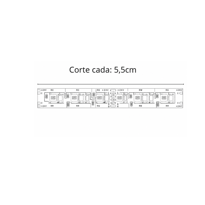 Tira LED RGB+CCT 18W/m 24V GAMA PRO -  216Led/m 10mm Rollo de 50 metros o Corte a Medida IP66