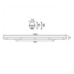 Pantalla estanca para un tubo de LED IP65 120cm