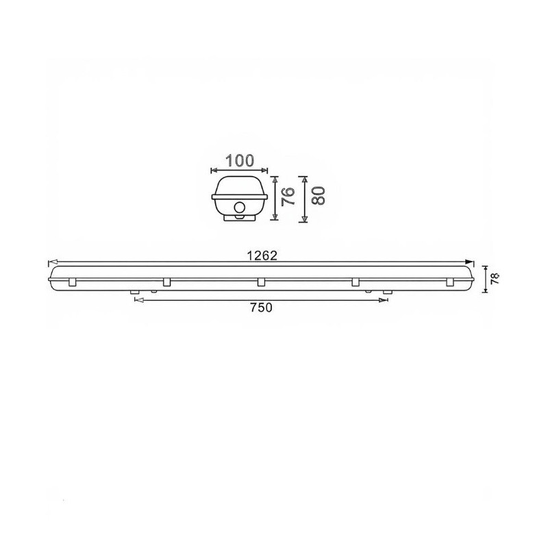 Pantalla estanca para dos tubos LED  IP65 120cm