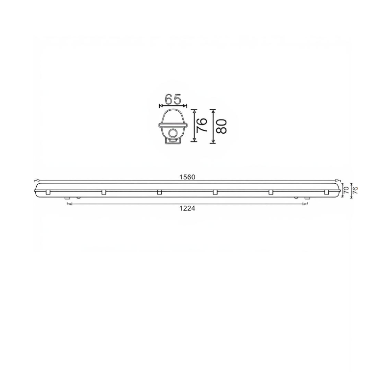 Pantalla estanca para un tubo de LED IP65 150cm