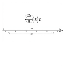 Pantalla estanca para dos tubos de LED IP65 150cm