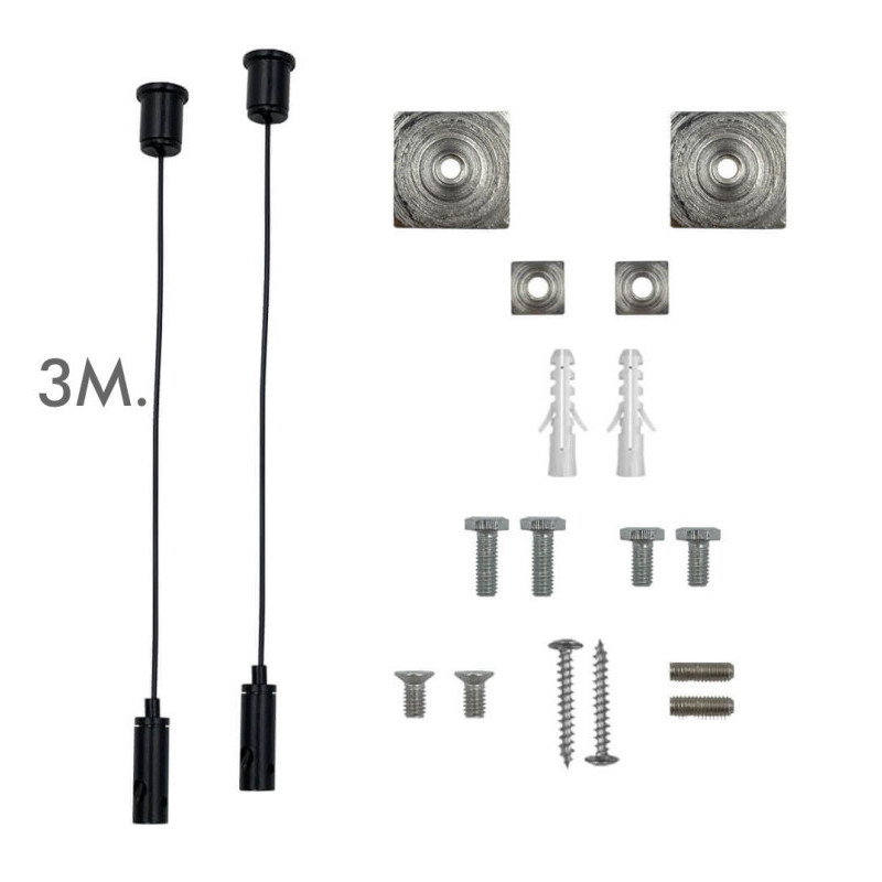 Kit Colgante Universal Negro Cable De 3m Pack 2 Unidades