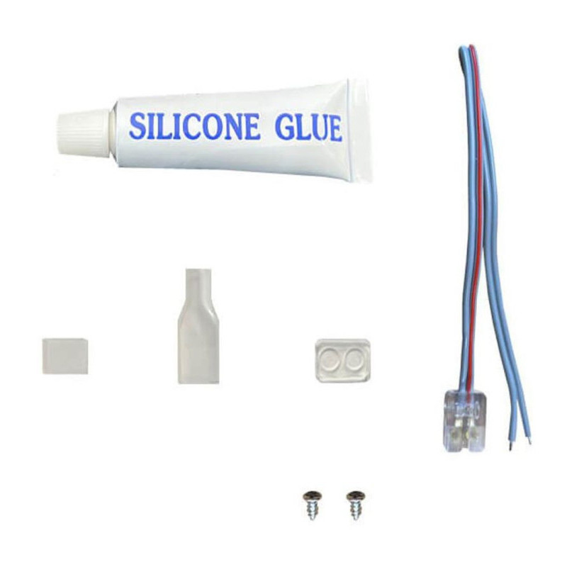 KIT Pegamento de Silicona para Tiras LED + Conector + Funda + Tapon final - 10mm -IP65