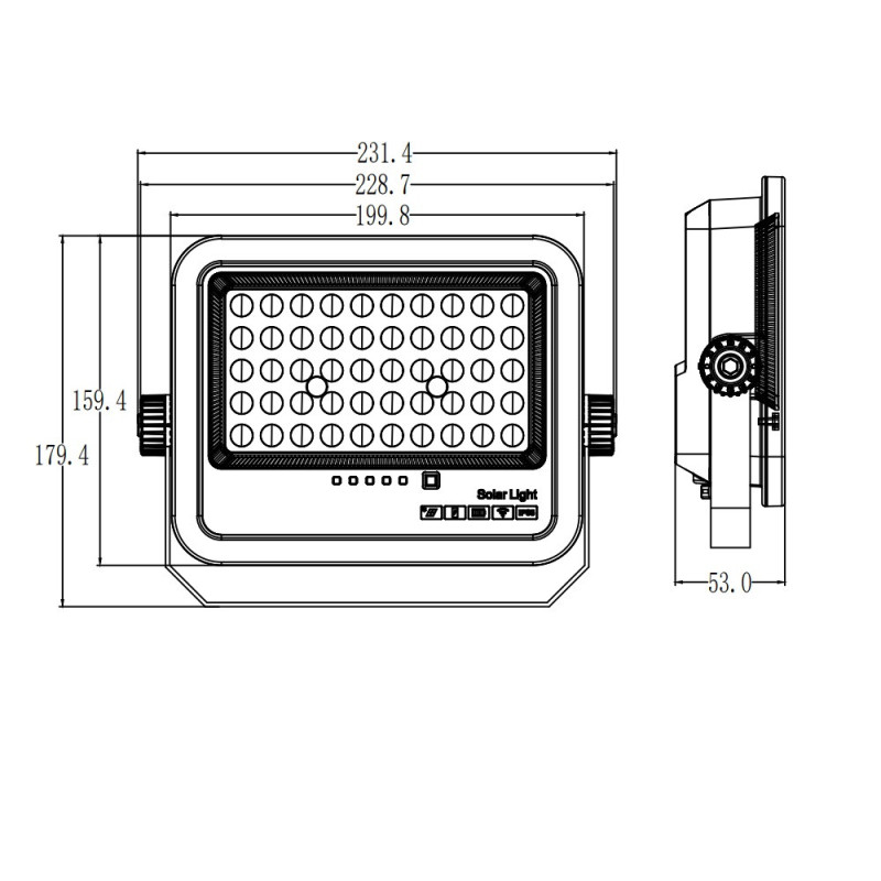 Foco Proyector LED Solar 100W Color Seleccionable Control Remoto IP65