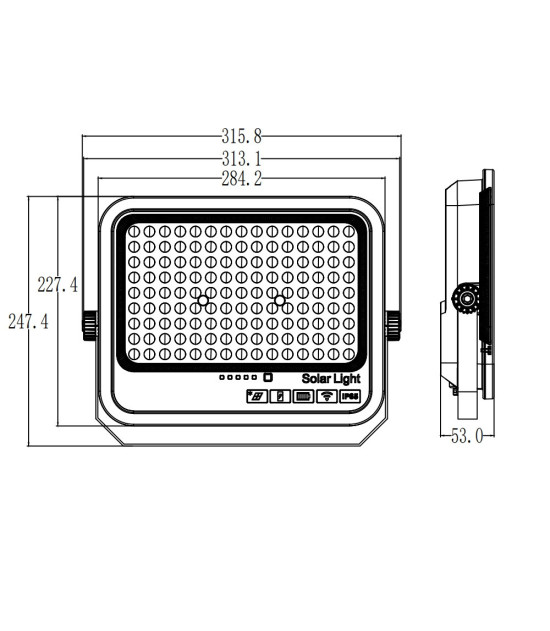 Foco Proyector LED Solar 200W Color Seleccionable Control Remoto IP65