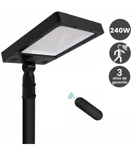 Farola LED Solar 240W Color Seleccionable Bluetooth con Altavoz y Control Remoto IP65