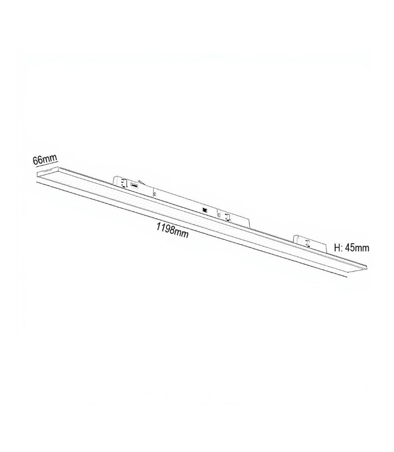 Lineal Led para Carril Trifásico 120cm 40W a 55W Color Seleccionable UGR19 90°
