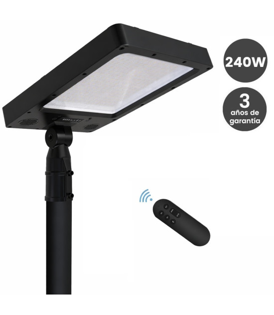 Farola LED Solar 240W Color Seleccionable Bluetooth con Altavoz y Control Remoto IP65
