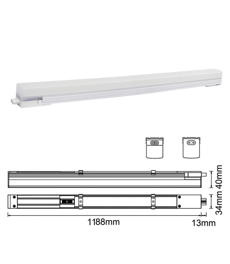 Regleta Lineal LED 120cm 36W 5CCT Interconectable 140 lm/W IP44