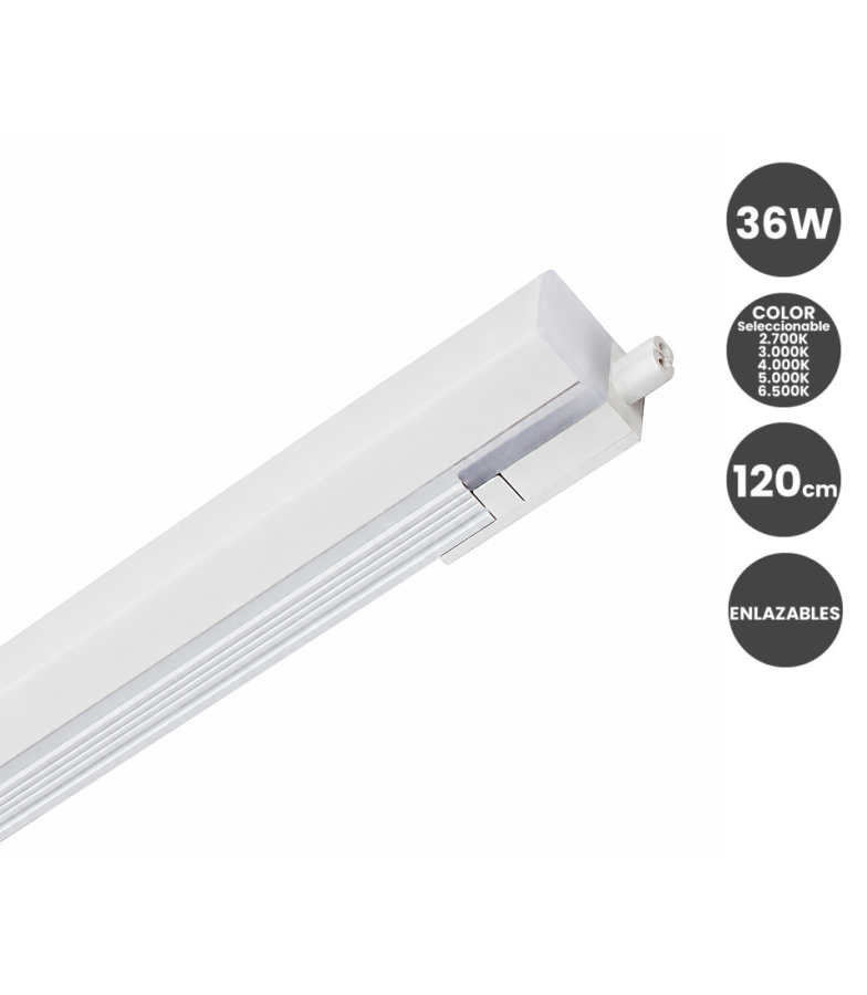 Regleta Lineal LED 120cm 36W 5CCT Interconectable 140 lm/W IP44
