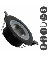 Foco Empotrable LED 6W Ignífugo Regulable TRIAC 3CCT IP65 36° Negro