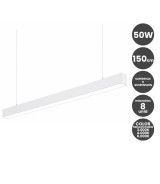 Lámpara lineal Colgante o Superficie LED 50W Interconexión lineal Color Seleccionable 150cm Blanco