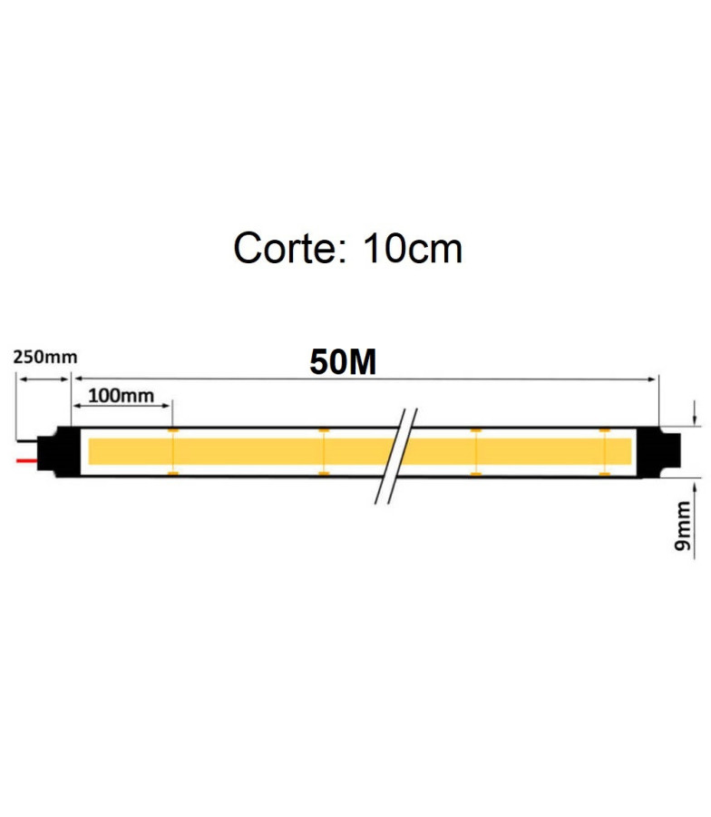 Tira LED COB 220V 240 LED/m 50m 1200Lm/M 10W/M CRI90 IP65