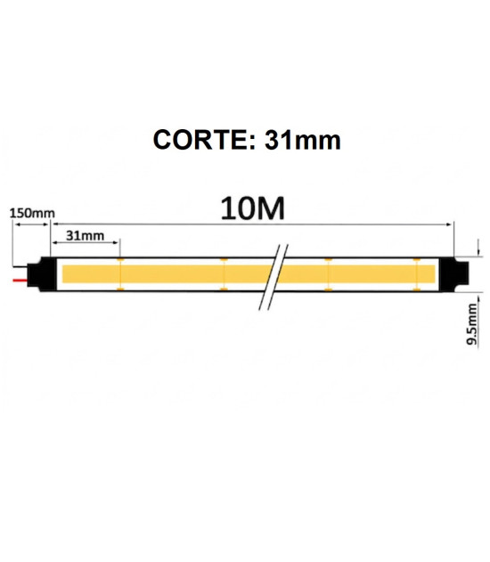 Tira LED COB 24V 15W/M  512 LED/m 10 metros CRI90 IP20