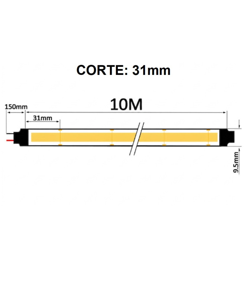Tira LED COB 24V 15W/M  512 LED/m 10 metros CRI90 IP20