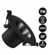 Empotrable LED 7W Circular Negro 4CCT UGR13