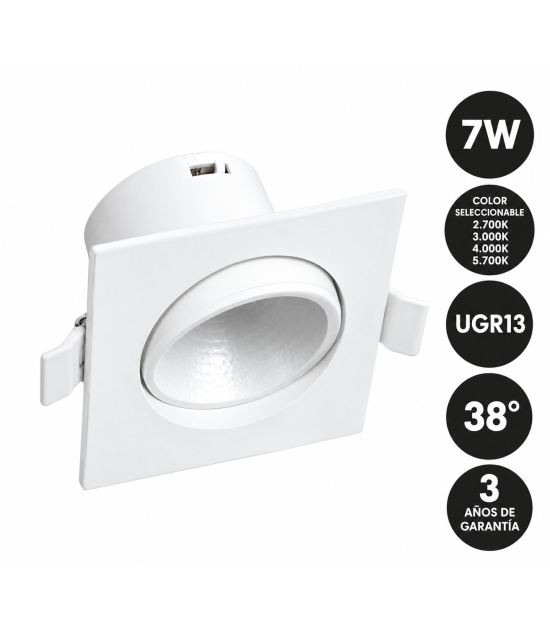 Empotrable LED 7W Cuadrado  Blanco 4CCT UGR13